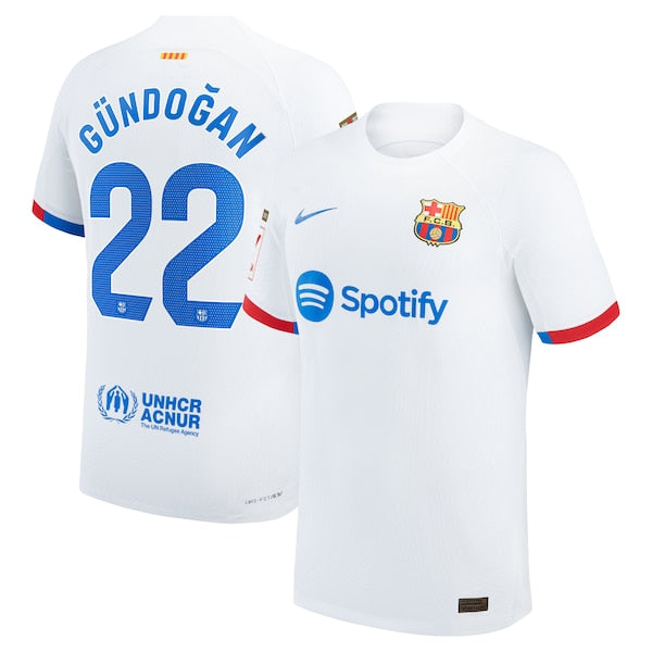 Ilkay G¨¹ndogan Barcelona Nike 2023/24 Away Match Authentic Player Jersey - White/Aqua/Royal - Image 2