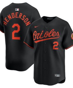 Alternative view of Gunnar Henderson Baltimore Orioles Nike Alternate Limited Player Jersey - Black/White