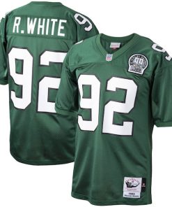 Reggie White Philadelphia Eagles Authentic Throwback Retired Player Jersey - Green