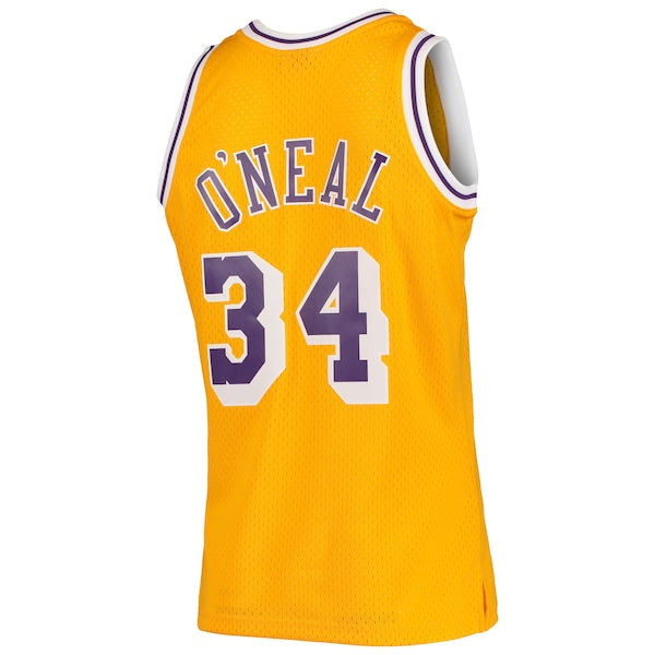 Shaquille O'Neal Los Angeles Lakers 1996/97 Hardwood Classics Swingman Jersey - Gold/Purple/Royal - Image 4