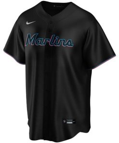 Alternative view of Miami Marlins Nike Alternate Replica Custom Jersey - Black