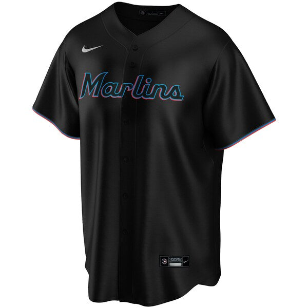 Miami Marlins Nike Alternate Replica Custom Jersey - Black - Image 2