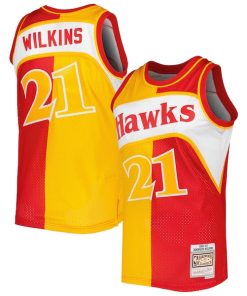 Dominique Wilkins Atlanta Hawks Hardwood Classics 1986/87 Split Swingman Jersey - Yellow/Red