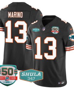 Men¡¯s Miami Dolphins Throwback Shula 347 Patch Vapor Jersey - Black Alternate - Dan Marino #13