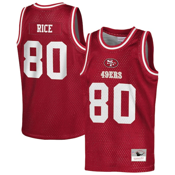 Jerry Rice San Francisco 49ers Youth Retired Player NFL Basketball Fashion Jersey - Scarlet