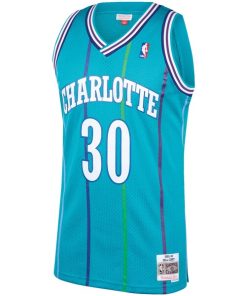 Alternative view of Dell Curry Charlotte Hornets 1992/93 Hardwood Classics Swingman Jersey - Teal