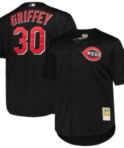 Ken Griffey Jr. Cincinnati Reds Big & Tall Cooperstown Collection Batting Practice Replica Jersey - Black