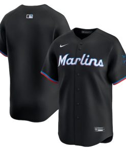 Alternative view of Miami Marlins Nike Alternate Limited Jersey - Black/White