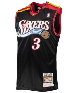 Alternative view of Allen Iverson Philadelphia 76ers 2006 Hardwood Classics Authentic Jersey - Black/Red/White