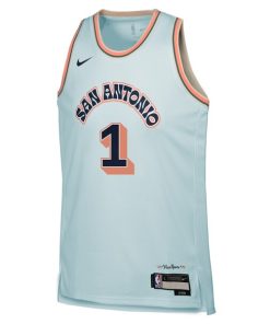 Alternative view of Victor Wembanyama San Antonio Spurs Nike Youth 2024/25 Swingman Player Jersey - City Edition - Light Blue