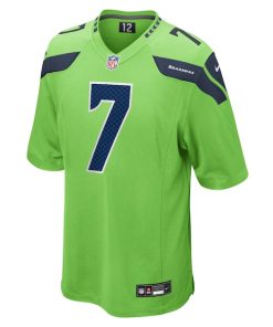 Alternative view of Geno Smith Seattle Seahawks Nike  Game Jersey - Neon Green