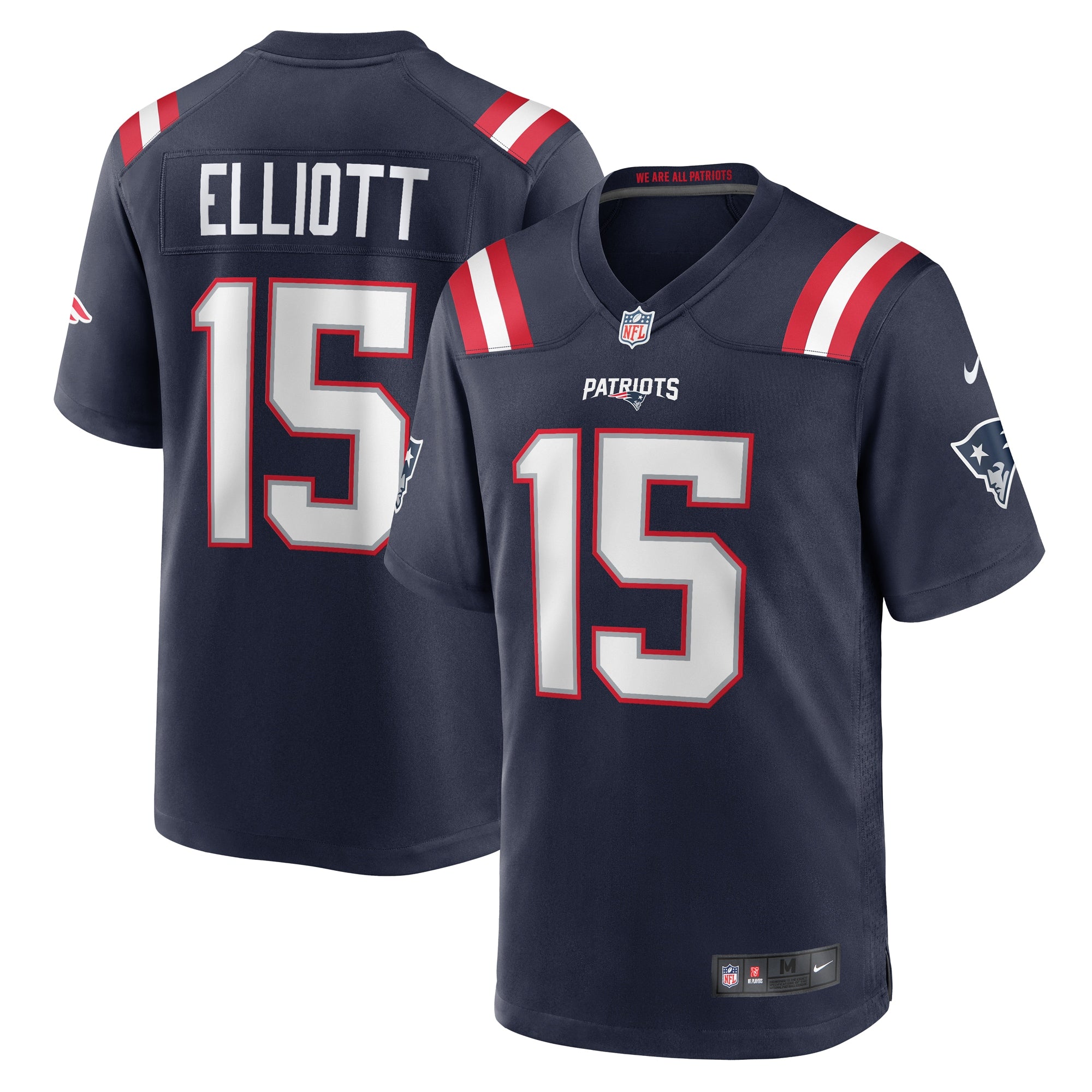Ezekiel Elliott New England Patriots Nike Male Adult Alternate Game Player Jersey - Red/Navy/White - Image 7