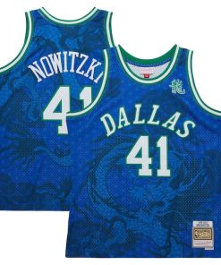 Dirk Nowitzki Dallas Mavericks 1998-2019 Hardwood Classics Asian Heritage 6.0 Swingman Throwback Player Jersey - Blue