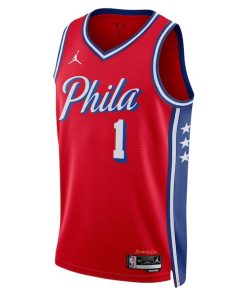 Alternative view of James Harden Philadelphia 76ers Jordan Brand Unisex Swingman Jersey - Statement Edition - Red
