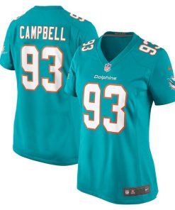 Calais Campbell Miami Dolphins Nike Women's  Game Jersey -  Aqua