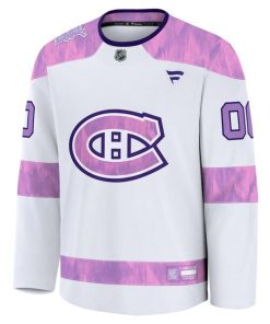 Alternative view of Montreal Canadiens  2024 Hockey Fights Cancer Custom Practice Jersey - White