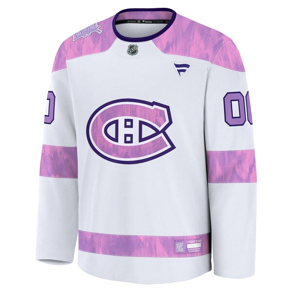 Montreal Canadiens 2024 Hockey Fights Cancer Custom Practice Jersey - White - Image 2