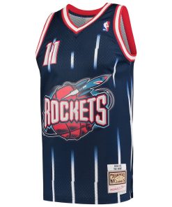 Alternative view of Yao Ming Houston Rockets Hardwood Classics 2002-03 Swingman Jersey - Navy