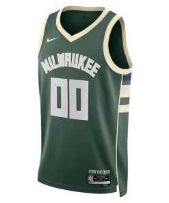Alternative view of Milwaukee Bucks Nike Unisex Swingman Custom Jersey Hunter Green - Icon Edition