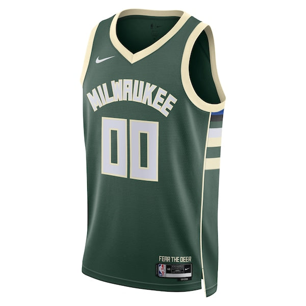 Milwaukee Bucks Nike Unisex Swingman Custom Jersey Hunter Green - Icon Edition - Image 2