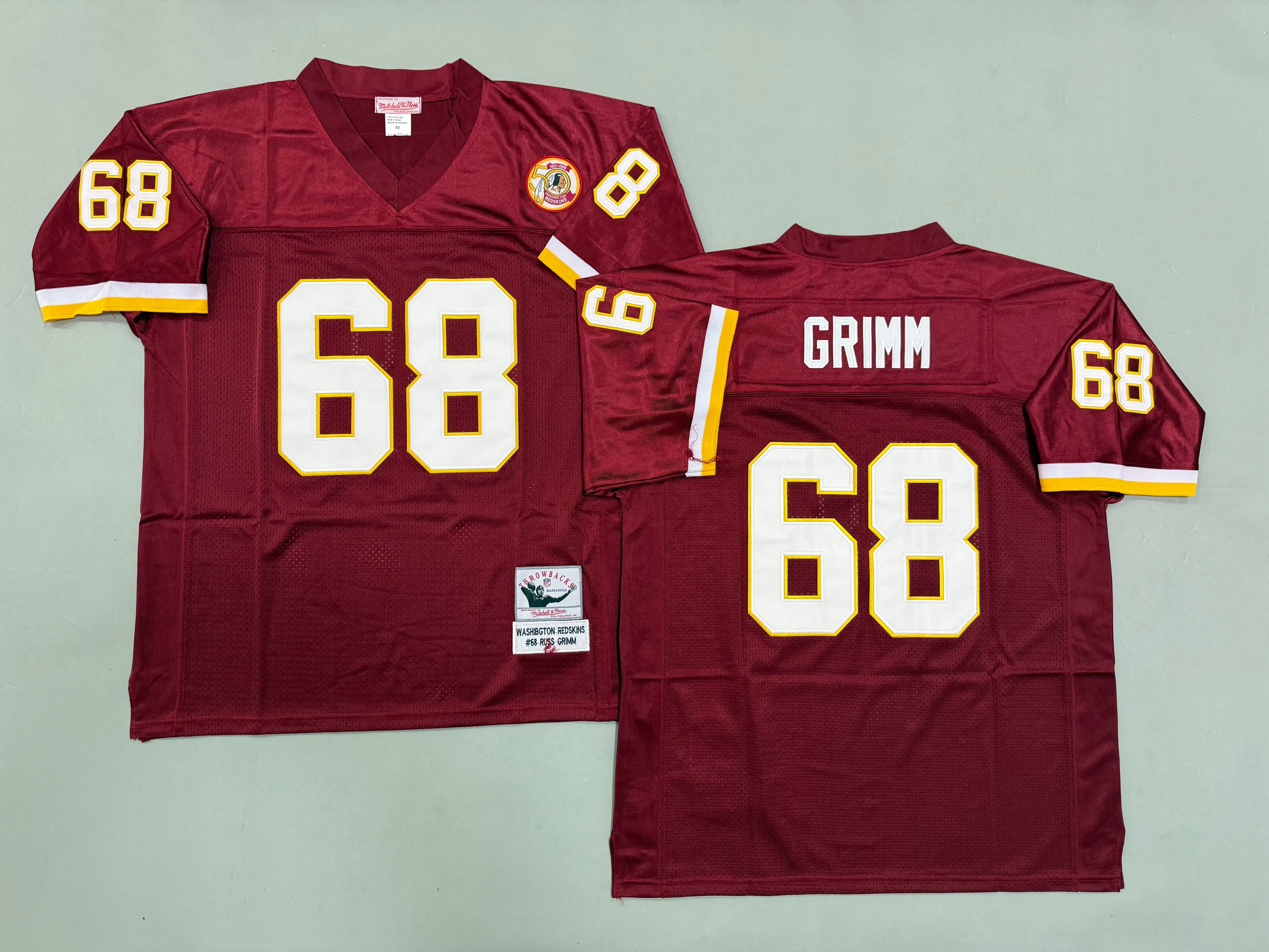 Russ Grimm Washington Redskins Authentic Throwback Retired Player Jersey