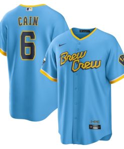 Lorenzo Cain Milwaukee Brewers Nike 2022 City Connect Replica Player Jersey - Powder Blue