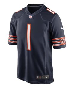 Alternative view of Justin Fields Chicago Bears Nike Game Jersey - Navy