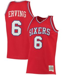 Julius Erving Philadelphia 76ers 1982/83 Big & Tall Hardwood Classics Swingman Jersey - Red