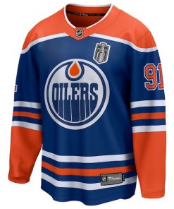 Alternative view of Evander Kane Edmonton Oilers  2025 Stanley Cup Final Home Breakaway Jersey - Royal