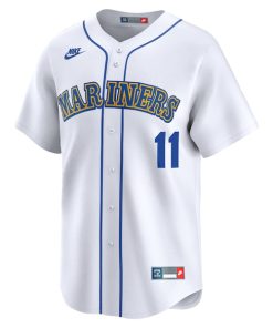 Alternative view of Edgar Martinez Seattle Mariners Nike Throwback Cooperstown Limited Jersey - White