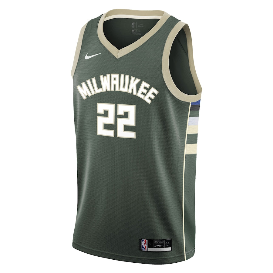 Khris Middleton Milwaukee Bucks Nike Youth 2021/22 Swingman Jersey - Icon Edition - Hunter Green - Image 2