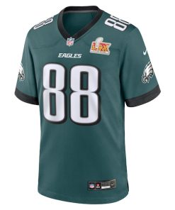 Alternative view of Dallas Goedert Philadelphia Eagles Nike Super Bowl LIX Game Player Jersey - Midnight Green