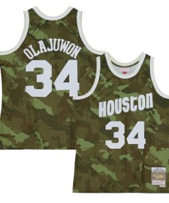 Hakeem Olajuwon Houston Rockets Hardwood Classics 1993/94 Ghost Green Swingman Jersey - Camo