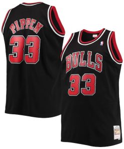 Alternative view of Scottie Pippen Chicago Bulls  Big & Tall Hardwood Classics Swingman Jersey - Black/Red