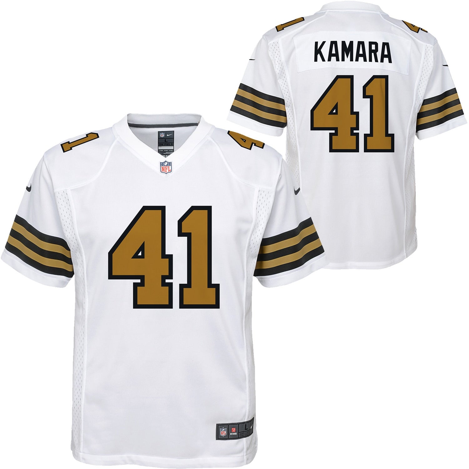 Alvin Kamara New Orleans Saints Nike Youth Game Jersey - Black/White - Image 5