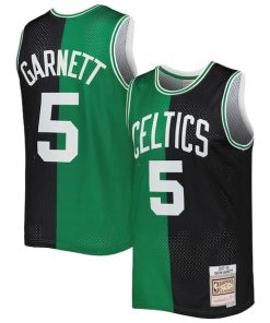 Kevin Garnett Boston Celtics Hardwood Classics 2007/08 Split Swingman Jersey - Black/Kelly Green