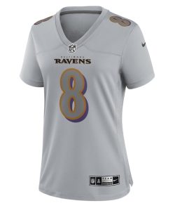 Alternative view of Lamar Jackson Baltimore Ravens Nike Women's Atmosphere Fashion Game Jersey - Gray