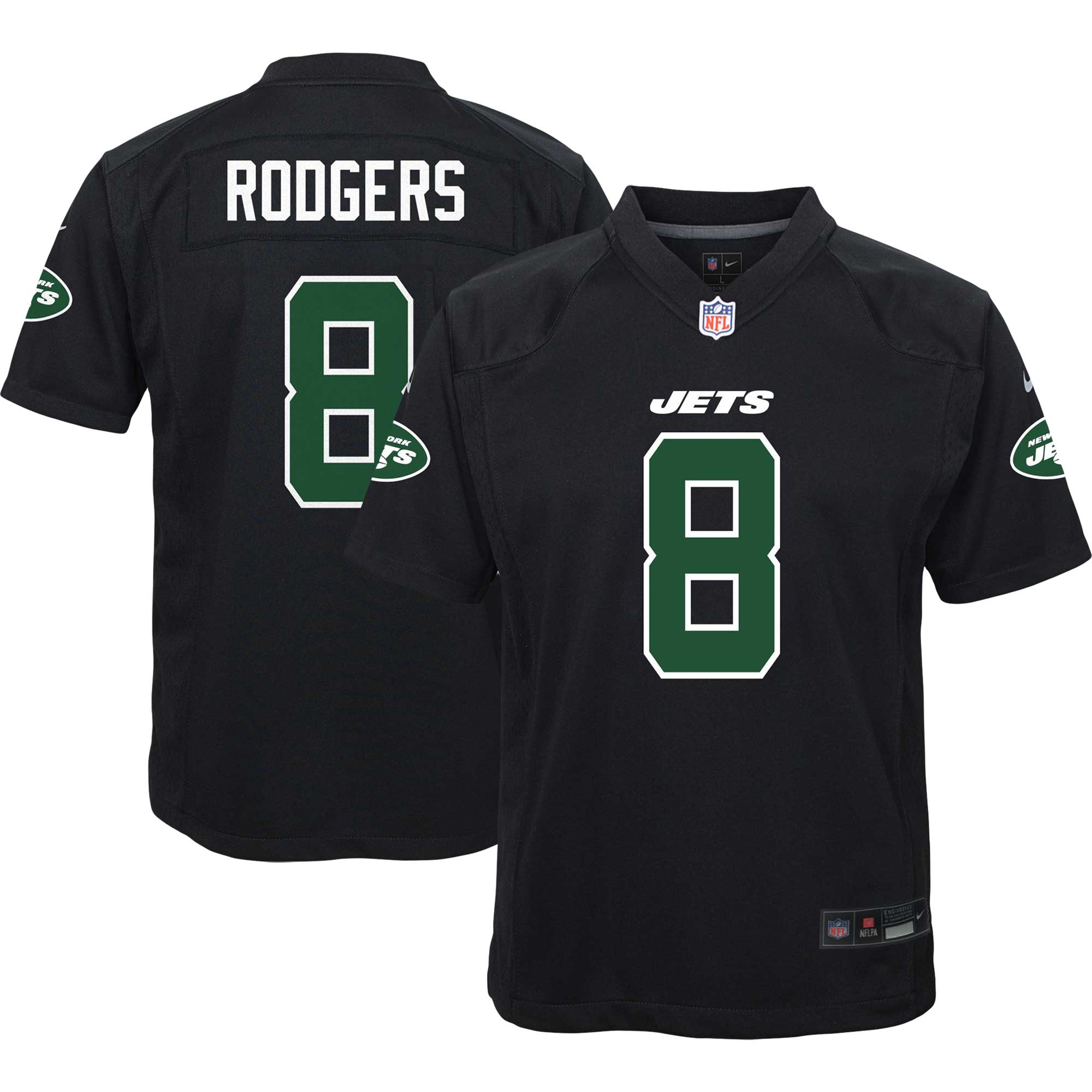 Aaron Rodgers New York Jets Nike Youth Game Jersey - Green/Black/White - Image 5