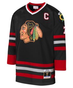 Alternative view of Chris Chelios Chicago Blackhawks Youth 1997-98 Blue Line Captain Patch Player Jersey - Black