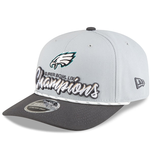 Philadelphia Eagles New Era Super Bowl LIX Champions Locker Room Trophy Collection 9SEVENTY Rope Adjustable Hat - Gray/Charcoal - Image 3