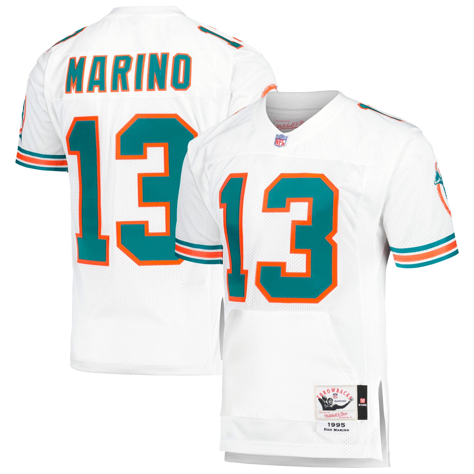 Dan Marino Miami Dolphins 1994 Authentic Throwback Retired Player Jersey - Aqua/White - Image 6