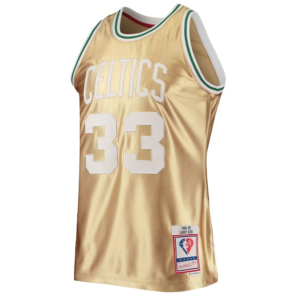 Larry Bird Boston Celtics 75th Anniversary 1985/86 Hardwood Classics Swingman Jersey - Gold - Image 2