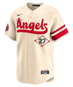Alternative view of Mike Trout Los Angeles Angels Nike City Connect Limited Player Jersey - Cream