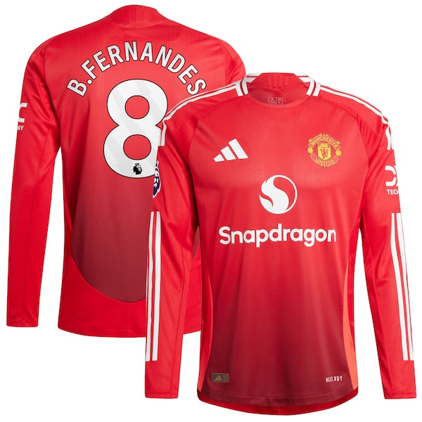 Bruno Fernandes Manchester United 2024/25 Home Authentic Long Sleeve Player Jersey - Red - Image 2