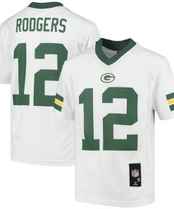 Aaron Rodgers Green Bay Packers Youth Replica Player Jersey - White/Green
