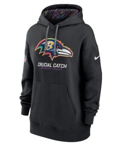 Alternative view of Baltimore Ravens Nike Women's 2024 NFL Crucial Catch Club Pullover Hoodie - Black