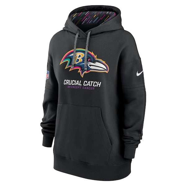 Baltimore Ravens Nike Women's 2024 NFL Crucial Catch Club Pullover Hoodie - Black - Image 2
