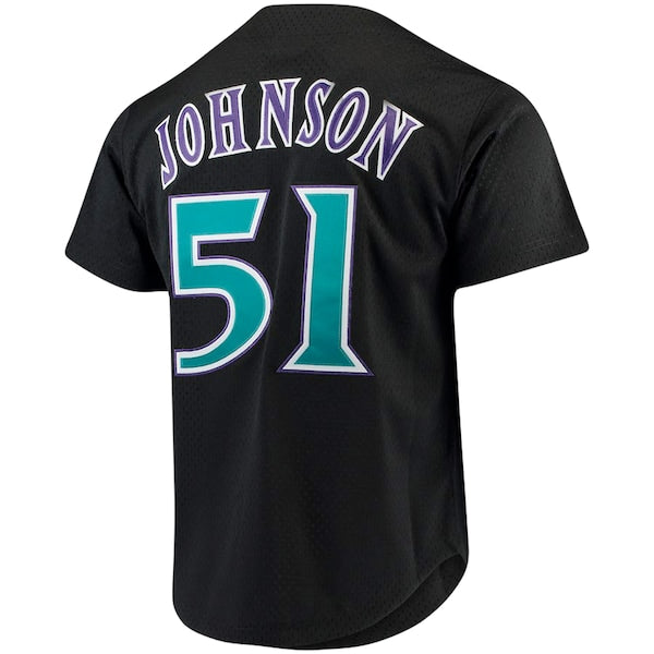 Randy Johnson Arizona Diamondbacks Big & Tall Cooperstown Collection Mesh Button-Up Jersey- Black - Image 3