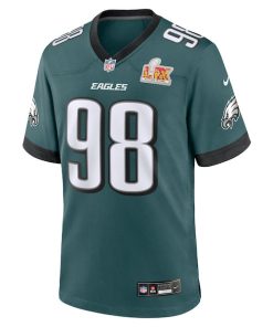Alternative view of Jalen Carter Philadelphia Eagles Nike Super Bowl LIX Game Player Jersey - Midnight Green