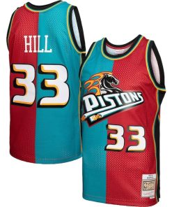Grant Hill Detroit Pistons Hardwood Classics 1999/00 Split Swingman Jersey - Teal/Red